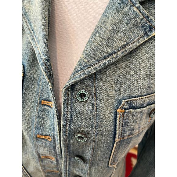 Ralph Lauren Shrunken Puff Sleeve Denim Jean Jacket Vintage Wash - Picture 9 of 10